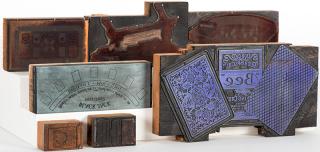 Appraisal: Group of Seven Printing Blocks from Hunt Company Gambling Catalog