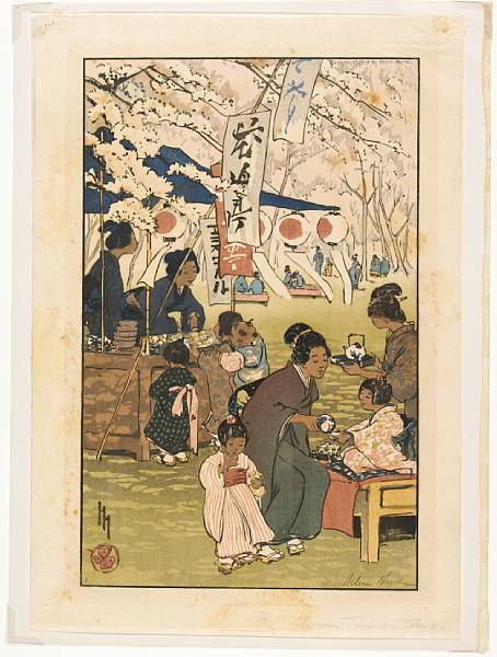 Appraisal: Helen Hyde - Two woodblock prints The first entitled Blossom