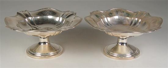 Appraisal: Pair of Gorham Sterling Compotes Scalloped edge on high base