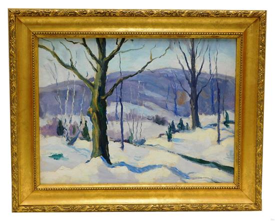 Appraisal: Emmett Pratt American - oil on artist's board depicting winter