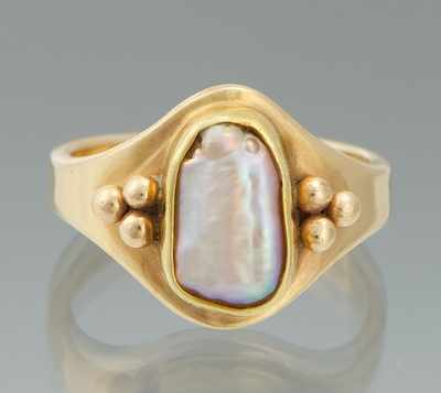 Appraisal: A Ladies' Keshi Pearl Ring k yellow gold ring set