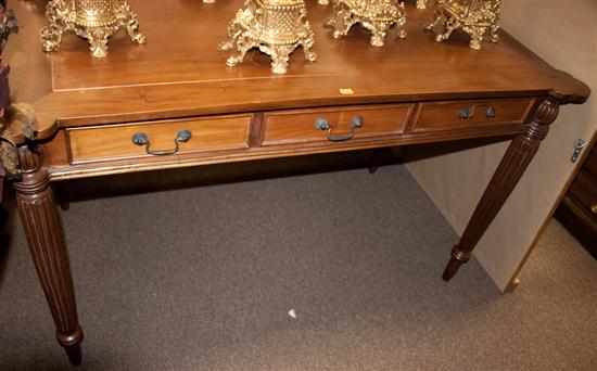 Appraisal: Classical style mahogany three-drawer library table Estimate - No condition