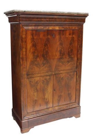 Appraisal: French Louis Philippe period marble-top mahogany fall front desk mid