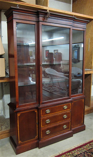 Appraisal: FEDERAL STYLE MAHOGANY BREAKFRONT CHINA CABINET American mid- th century