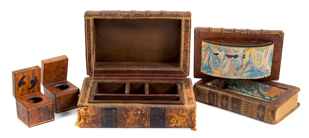 Appraisal: A Book Form Desk Set including inkwells and A Book