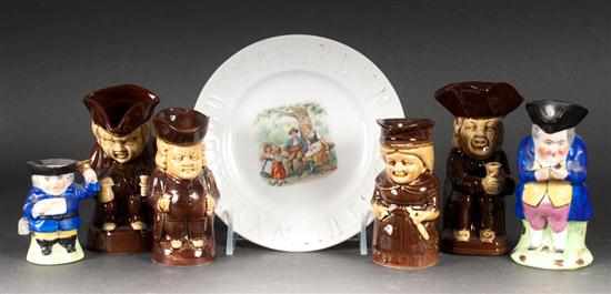 Appraisal: Six assorted miniature toby jugs together with an alphabet plate