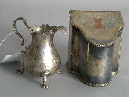 Appraisal: George II silver creamer ca h together with a Sheffield