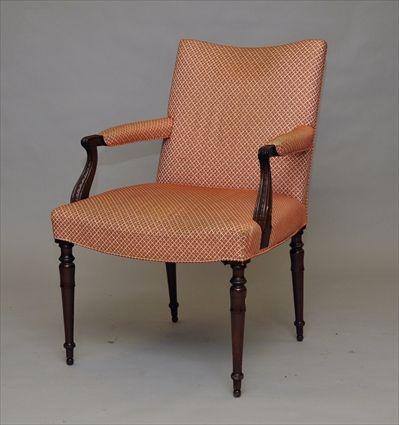 Appraisal: George III-Style Carved Mahogany Armchair