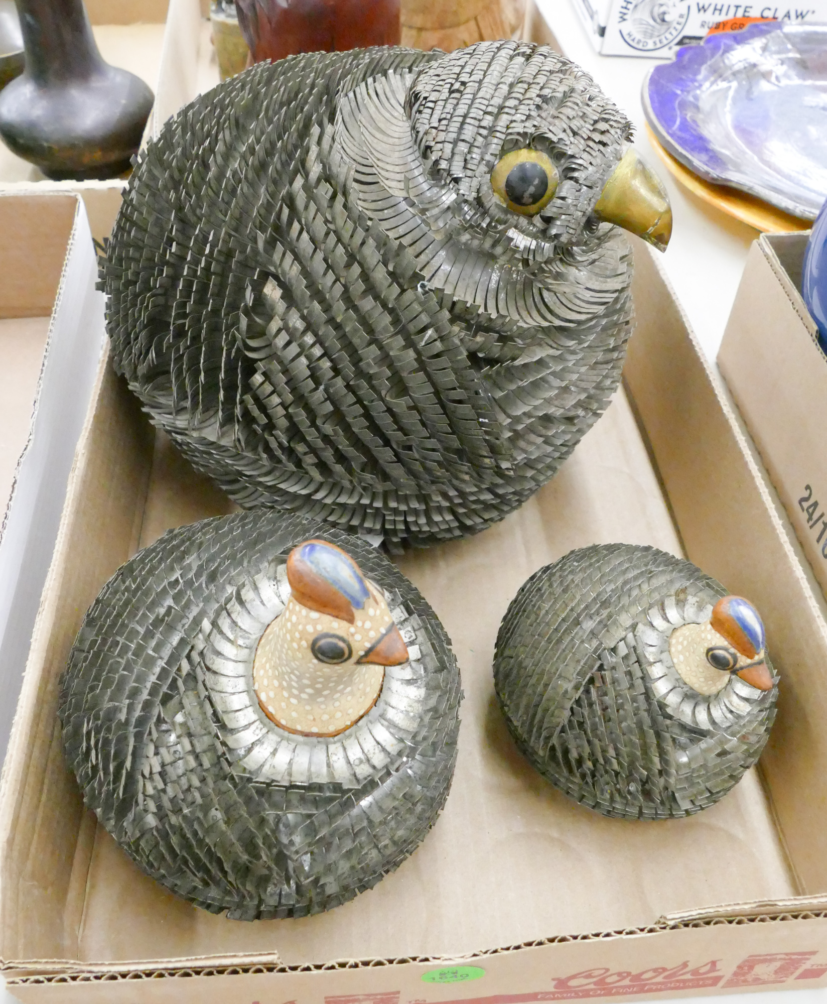 Appraisal: Box Mexican Mid Century Bird Metal Sculptures