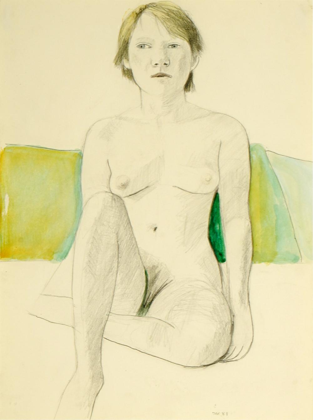 Appraisal: DAN MCCLEARY UNTITLED NUDE watercolor and pencil on paper framed