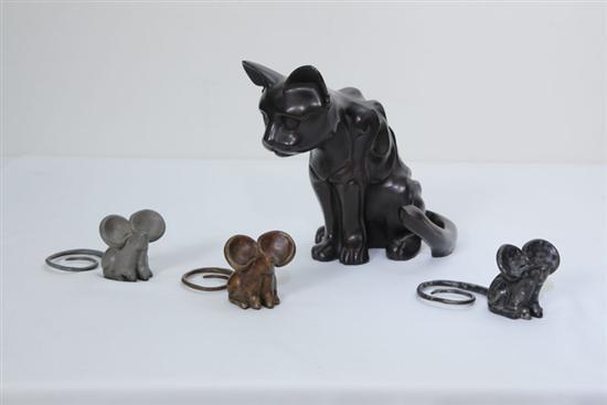 Appraisal: BRONZE CAT AND MICE BY JOHN JAGGER All signed Jagger