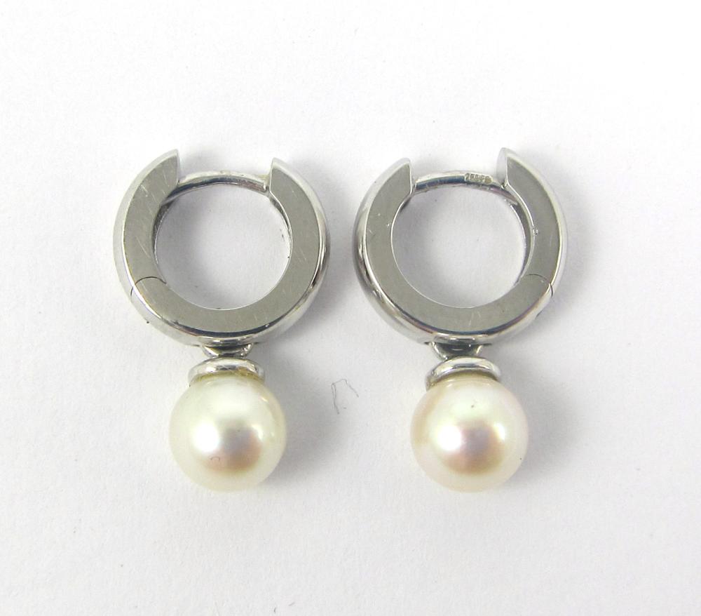 Appraisal: PAIR OF PEARL AND EIGHTEEN KARAT WHITE GOLD EARRINGS each