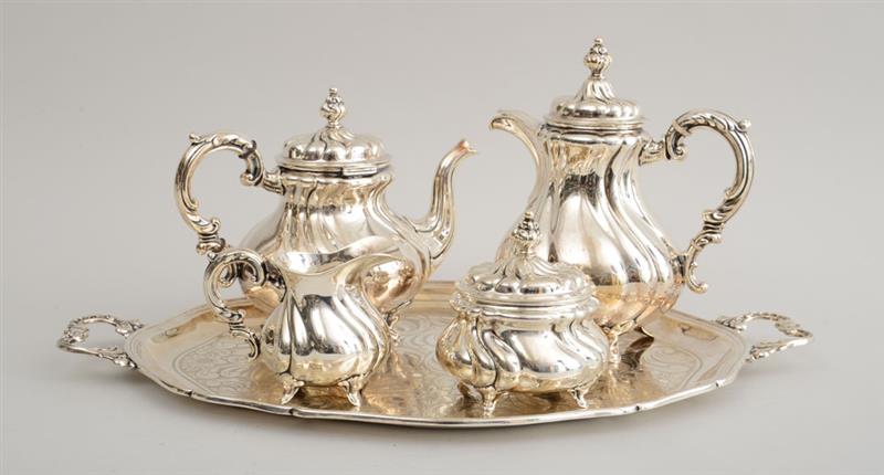 Appraisal: CONTINENTAL STERLING SILVER FOUR-PIECE TEA AND COFFEE SERVICE AND AN