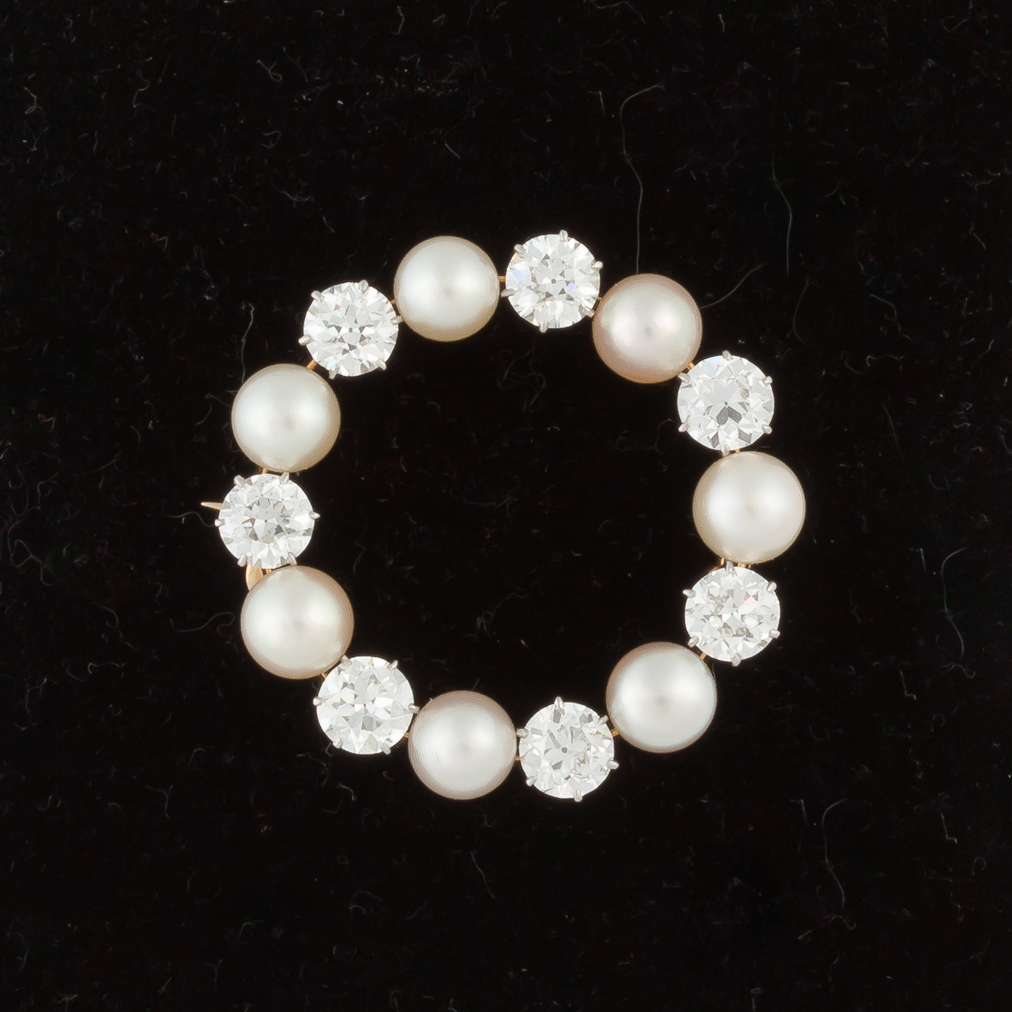 Appraisal: Tiffany Co Pearl Diamond Brooch k gold Six platinum prong