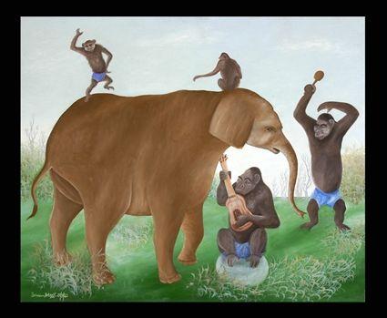 Appraisal: JASMIN JOSEPH b ANIMALS FROLICKING Oil on masonite x in