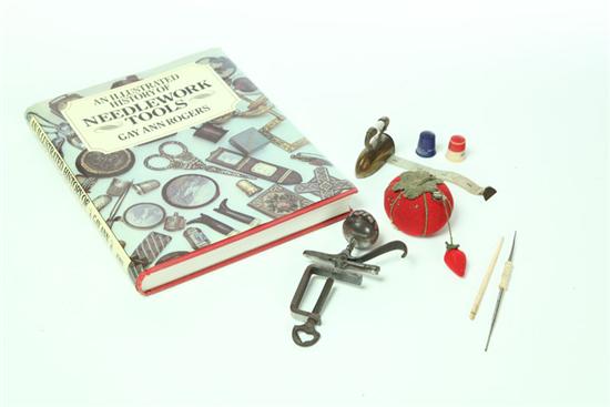 Appraisal: SEWING IMPLEMENTS AND BOOK Second half- th century sewing bird