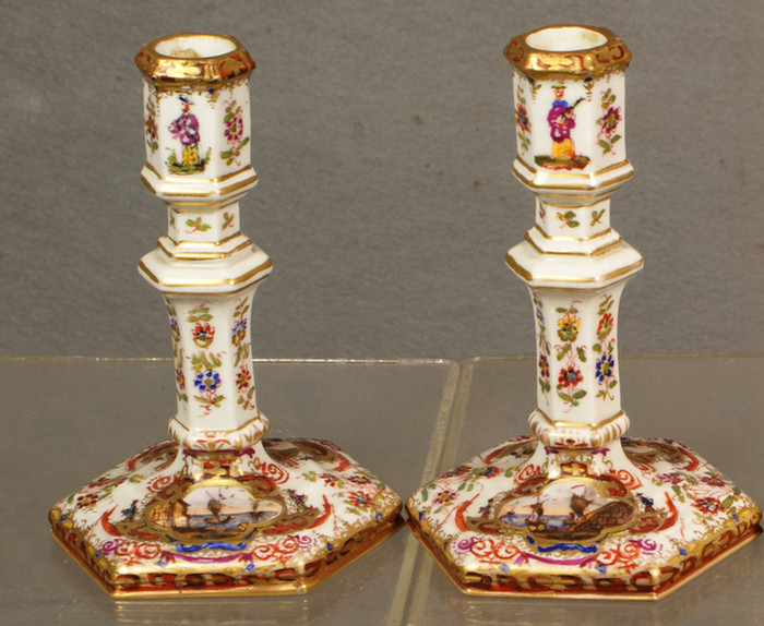 Appraisal: Pair of Royal Berlin KPM Gotzkowsky's Factory porcelain candlesticks floral