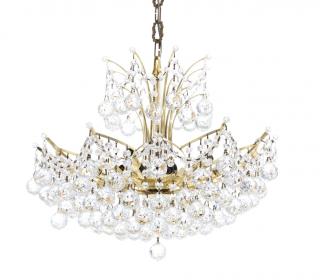 Appraisal: A CONTINENTAL STYLE BRASS AND CRYSTAL CHANDELIER th century The