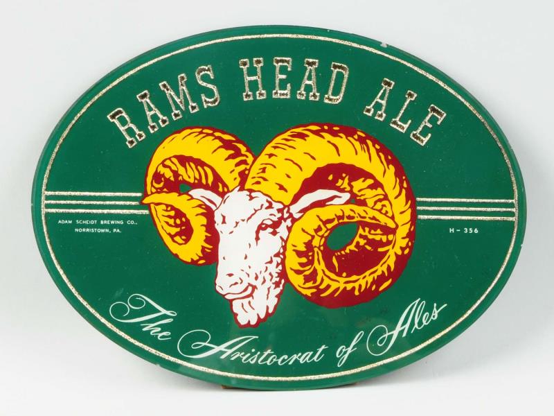 Appraisal: Rams Head Ale Reverse Painting on Glass Sign This sign