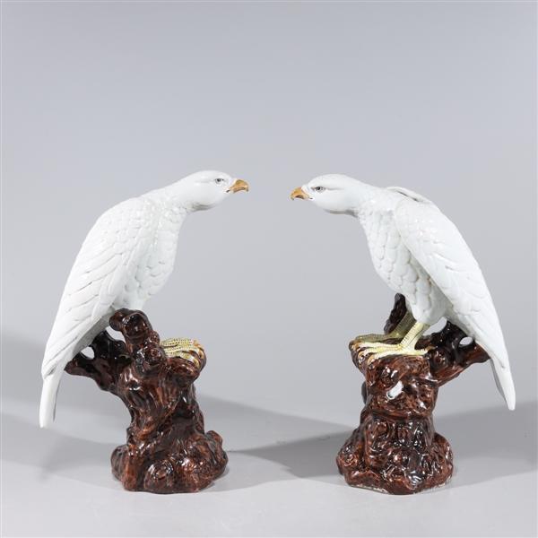 Appraisal: Pair of Chinese porcelain hawk statues overall good condition minor