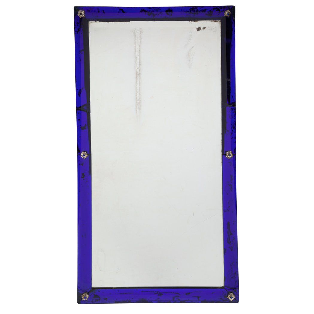 Appraisal: Queen Anne Style Blue Glass Framed Mirror With a beveled