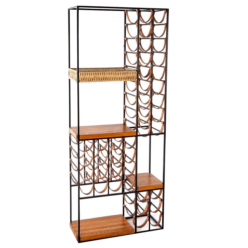 Appraisal: Arthur Umanoff Wine Rack Mid- th century forged metal leather