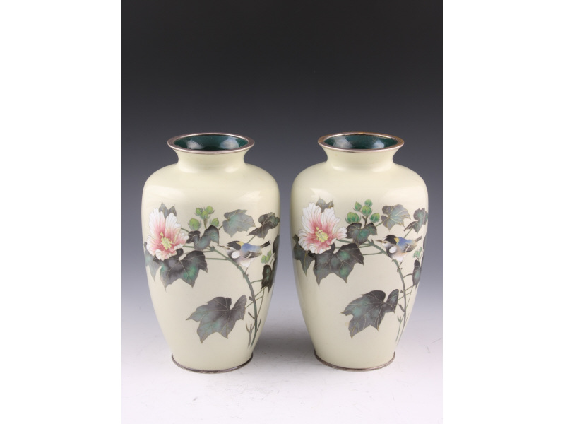 Appraisal: Pair of Ando Cloisonne Vases very finely decorated with scenes