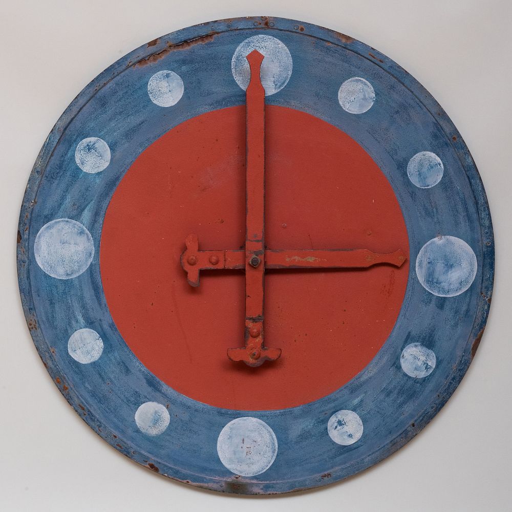 Appraisal: American Red White and Blue Painted Metal Wall Clock Face