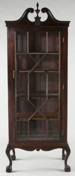 Appraisal: American Centennial Display Cabinet Chippendale style mahogany having a broken