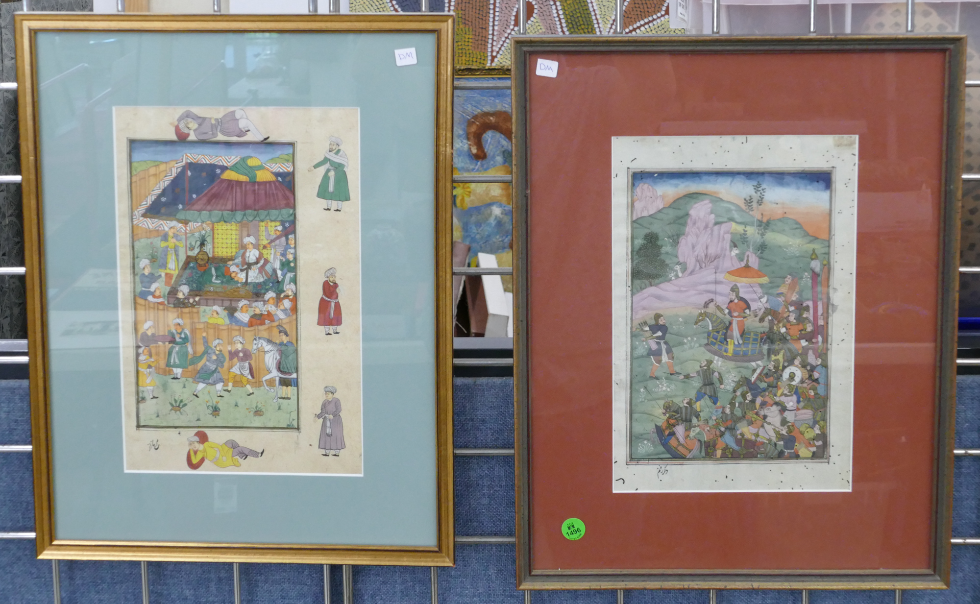 Appraisal: pc Old Indian Album Page Paintings Framed ''x '' Approx