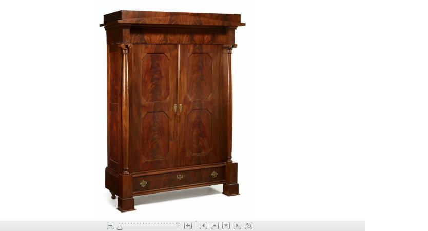 Appraisal: Empire flame mahogany armoire th century