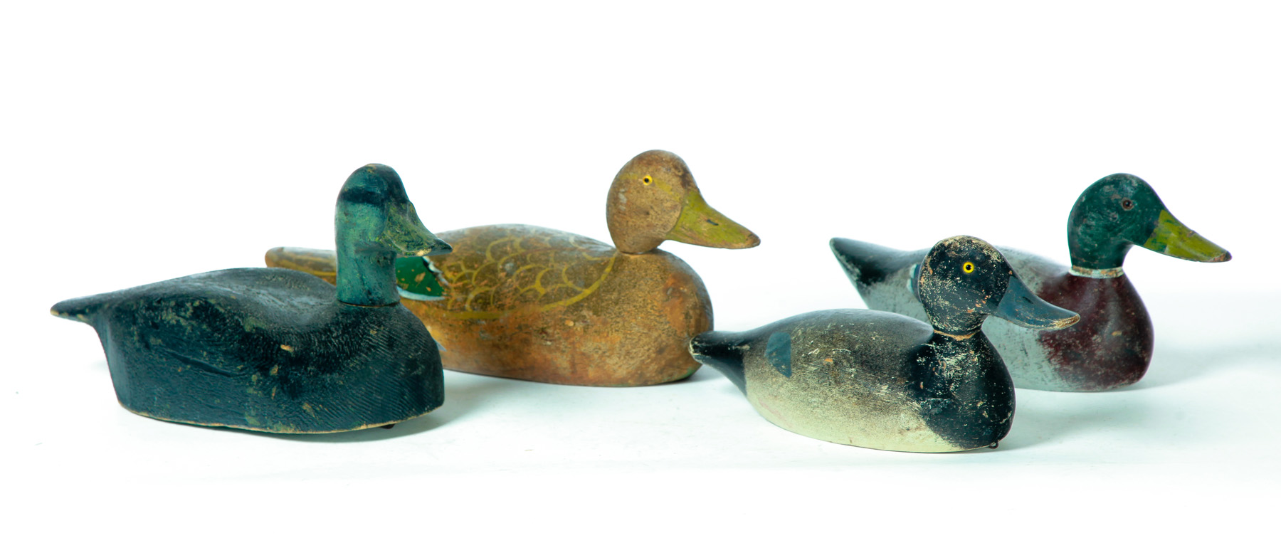 Appraisal: FOUR DUCK DECOYS Second quarter- th century Ontario black duck