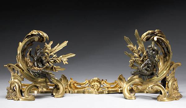 Appraisal: A pair of Louis XV style patinated and gilt bronze