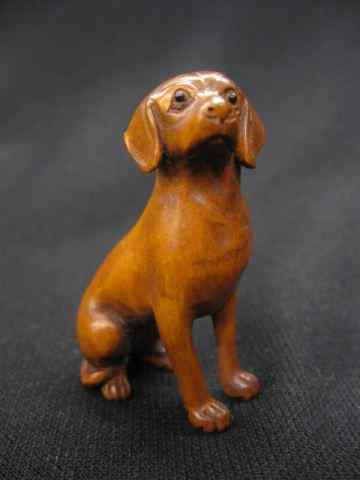 Appraisal: Carved Boxwood Netsuke of a Dog seated - '' signed