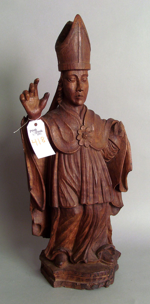 Appraisal: French carved figure of a Bishop late th c h