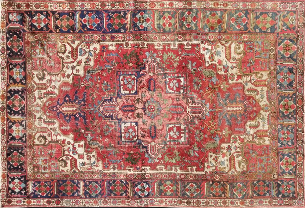 Appraisal: Vintage Hand Woven Heriz Carpet circa s Vintage Hand Woven