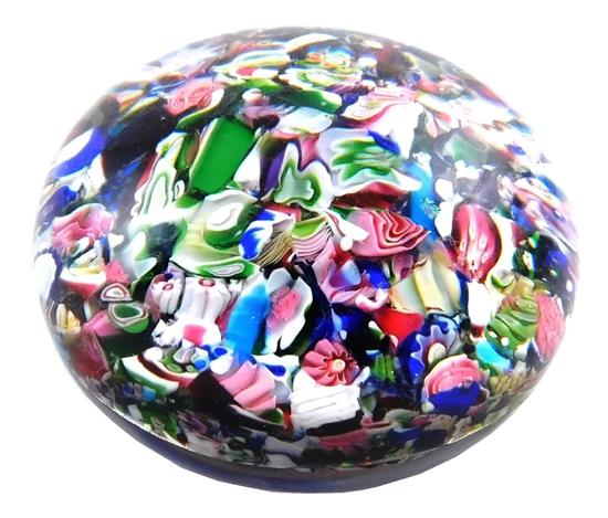 Appraisal: PAPERWEIGHT Antique French Clichy glass paperweight clear and round with