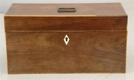 Appraisal: th century mahogany and box wood strung tea caddy the