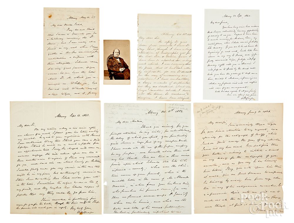 Appraisal: William Buell Sprague five signed letters William Buell Sprague five