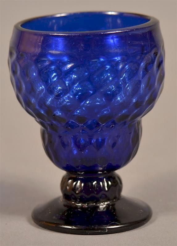 Appraisal: Steigel Type Cobalt Blue Expanded Diamond Glass Footed Master Salt