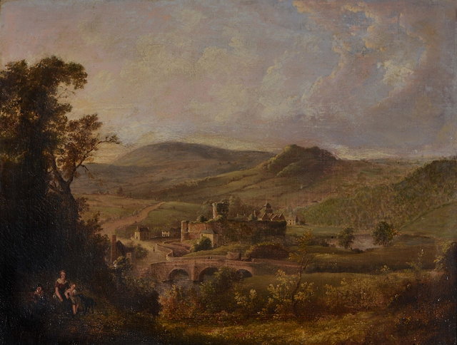 Appraisal: ATTRIBUTED TO WILLIAM GILL - Skenfrith Castle Wales with figures