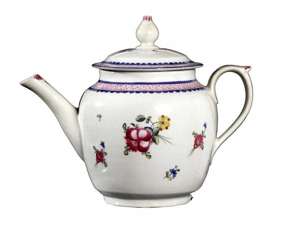 Appraisal: A RARE NEW HALL BARREL SHAPED TEAPOT AND COVER pattern