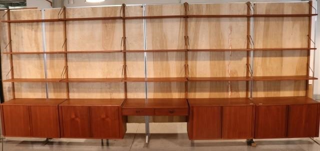 Appraisal: HUGE DANISH MID-CENTURY MODERN TEAK WALL UNITWITH FOUR CUPBOARDS WITH