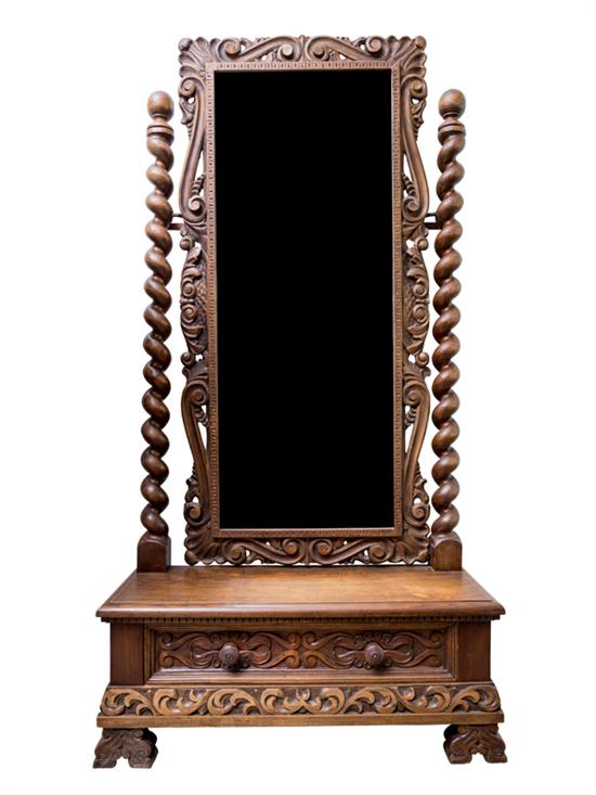 Appraisal: Sale Lot A A Jacobean Style Walnut Cheval Mirror th