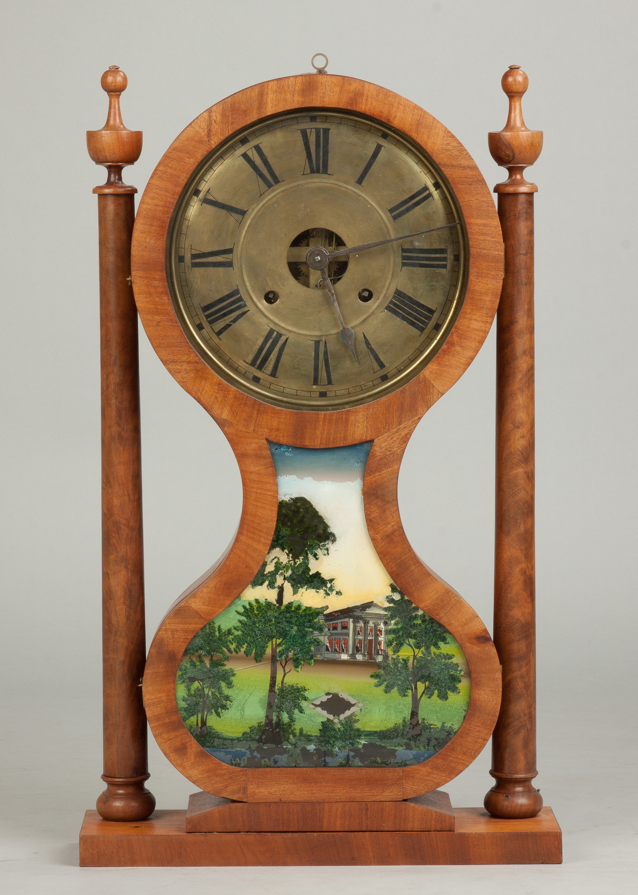 Appraisal: Joseph Ives Hourglass Shelf Clock Plainville CT C Figured mahogany