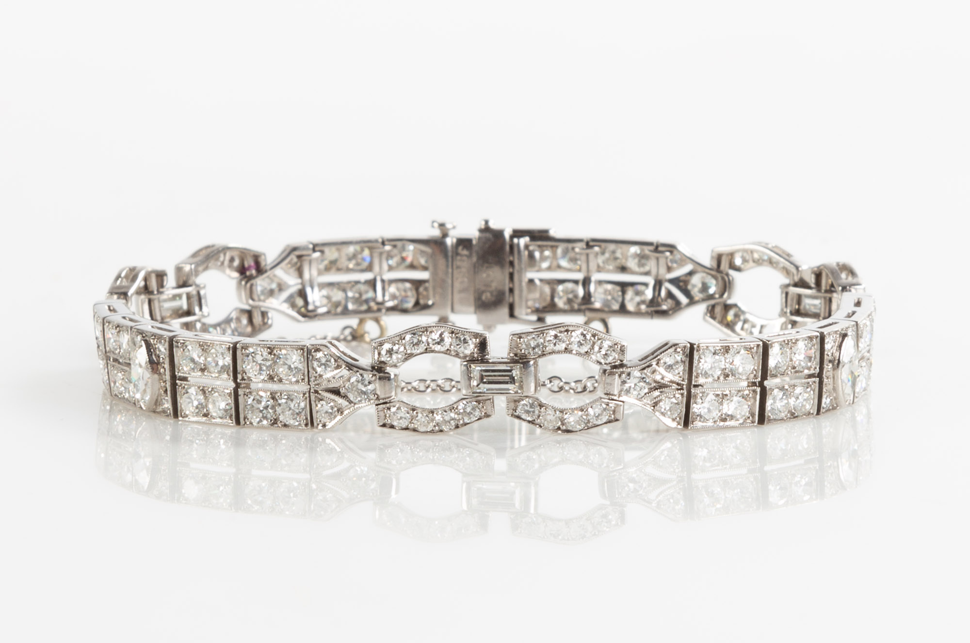 Appraisal: CT ART DECO PLATINUM DIAMOND BRACELET Marque diamonds old European