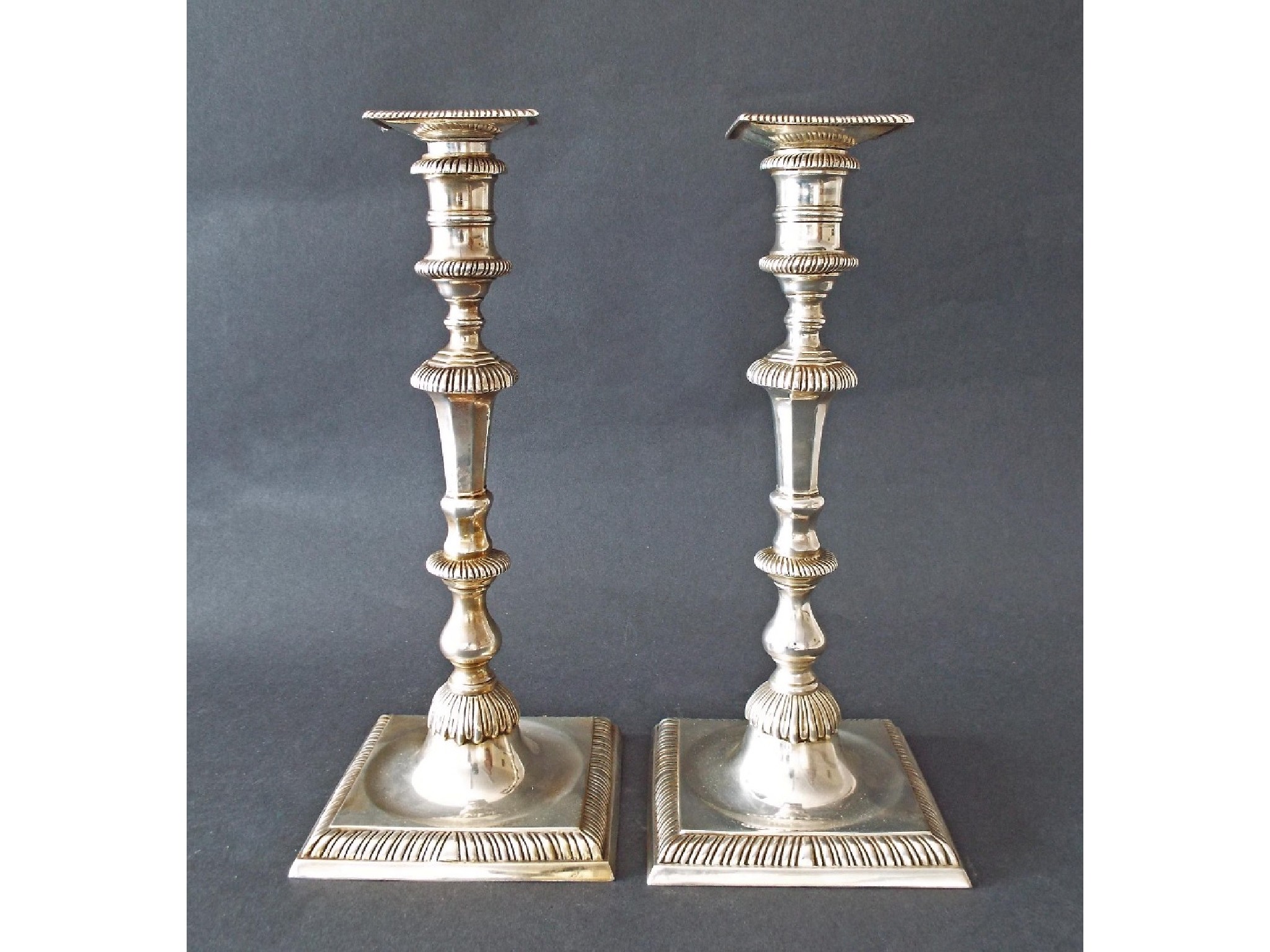 Appraisal: Pair of quality th century silver candlesticks maker A Haviland-Nye