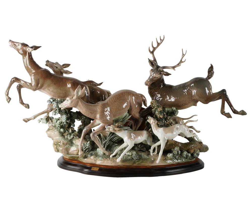 Appraisal: LLADRO PORCELAIN DEER GROUPprinted factory mark signed and numbered with