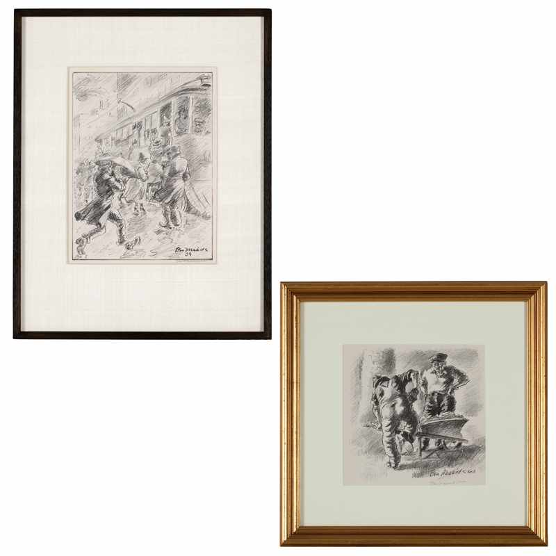 Appraisal: Two works ''Rainy Morning'' and ''Two Laborers'' each lithographs on