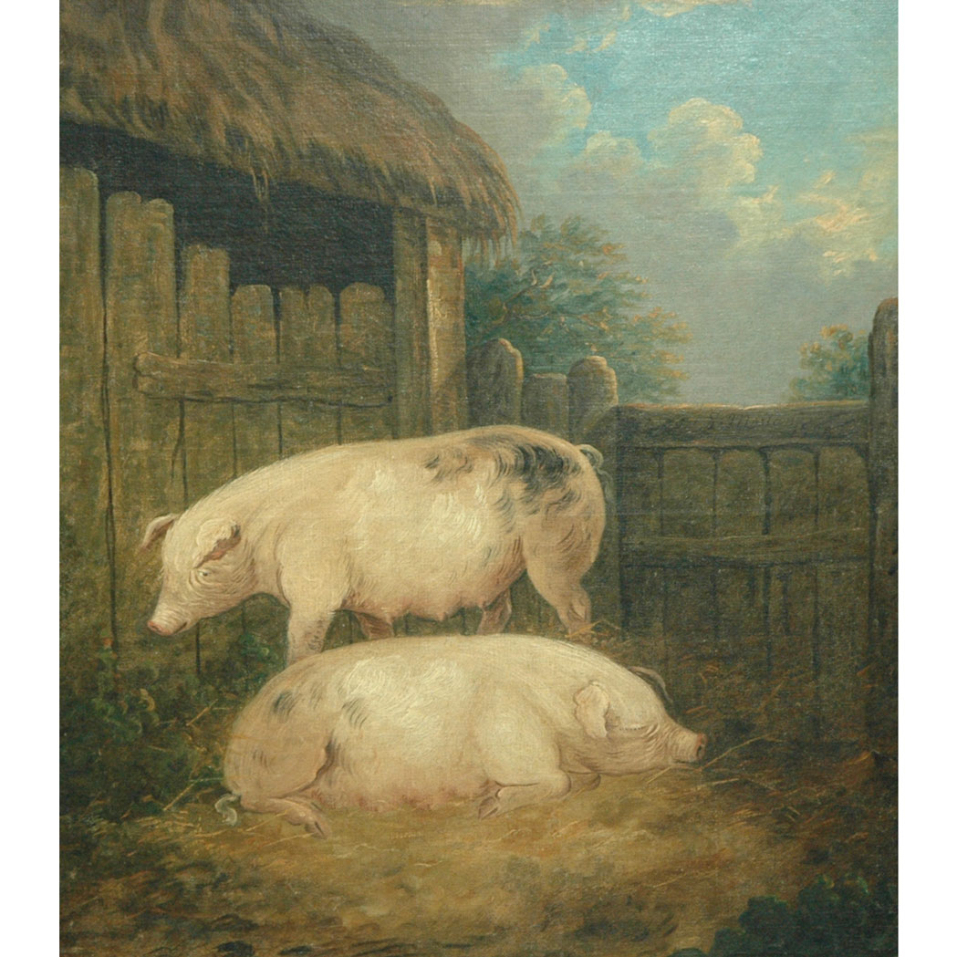 Appraisal: Manner of George Morland Pigs in a Sty Bears signature